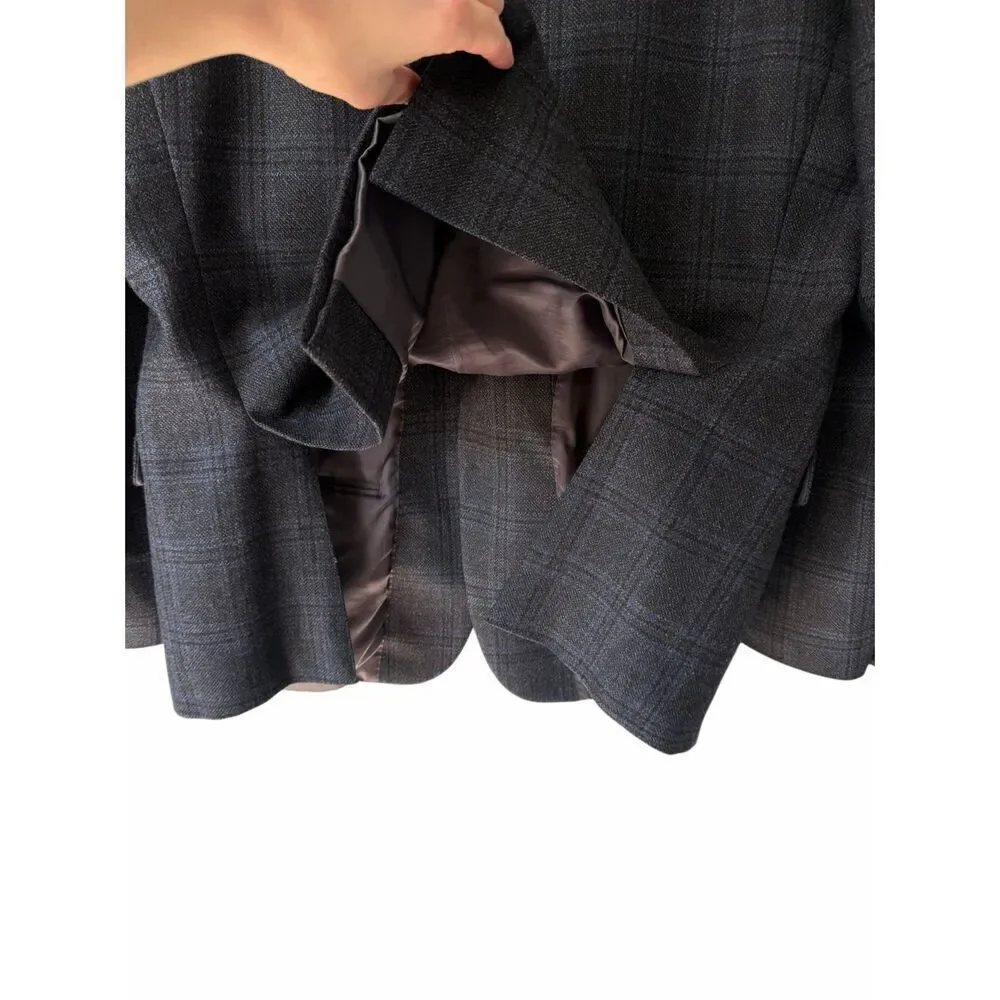 Lauren Ralph Lauren Men’s Blazer Jacket Two Buttons Wool Checked Gray Blue 44 Re